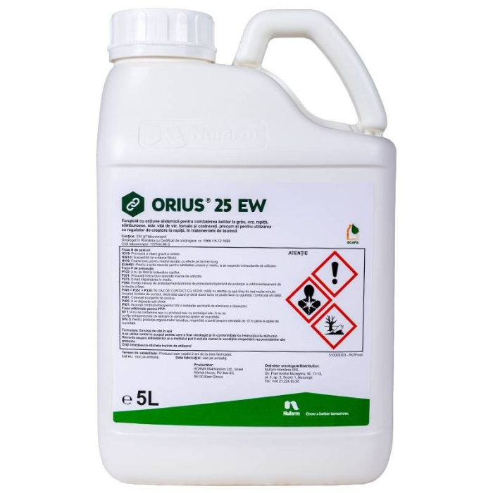Fungicid Orius 25 EW - 5 litri, sistemic, castraveti, grau, orz, tomate [1]