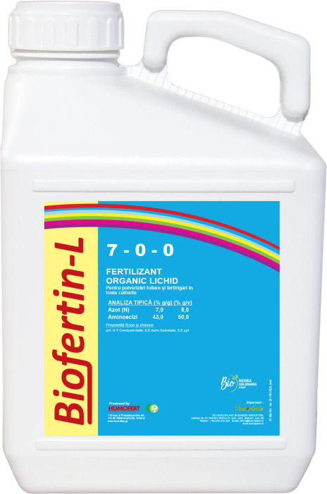 Îngrasamant organic cu azot si aminoacizi BIOFERTIN-L 7-0-0 - 5 litri, legume, cereale, pomi, vita de vie [1]