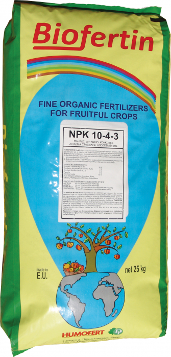 Îngrășământ organic granular cu eliberare lentă BIOFERTIN 10-4-3 - sac 25 kg [1]