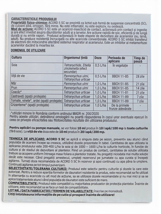 Insecticid-acaricid ACORD 5 SC - 10 ml , tomate, vinete, ardei, vita de vie [2]