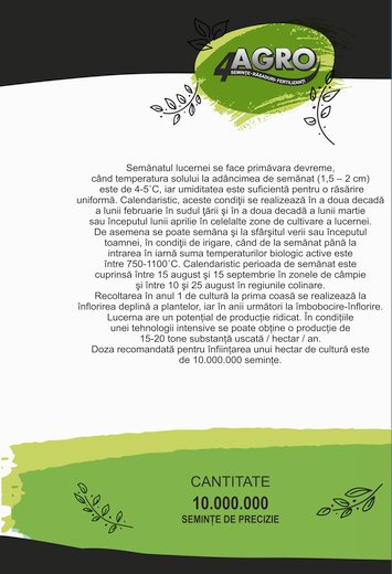 Seminte de lucerna Dobrogea C1 - 10 kg Fito Start [3]