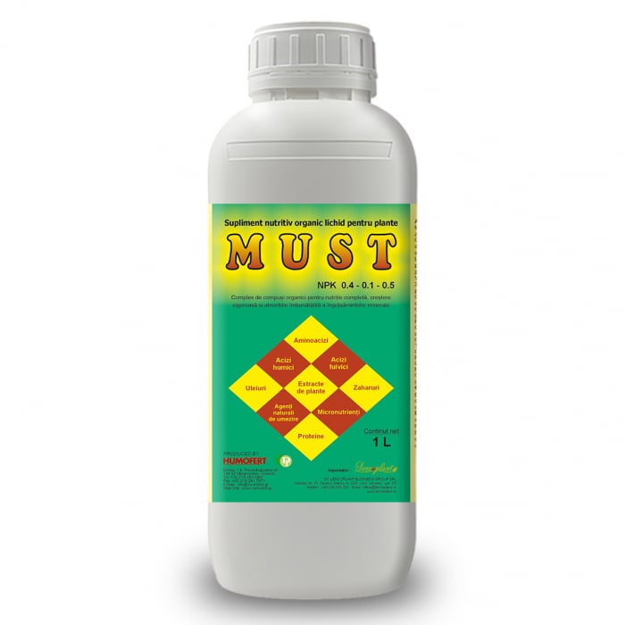 Supliment nutritiv organic lichid pentru plante MUST - 1 litru, legume, fructe, vita de vie [1]