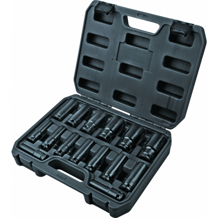 Podele hidraulice & Presa de banc & Truse reparatii caroserie - Set 15 chei tubulare lungi de impact 1/2" 10-32mm TMP