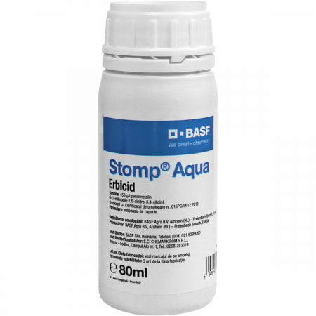 Erbicide preemergente - Erbicid Stomp Aqua - 80 ml, preemergent, selectiv, Porumb, Floarea Soarelui, Grau, Ceapa, Vita de vie