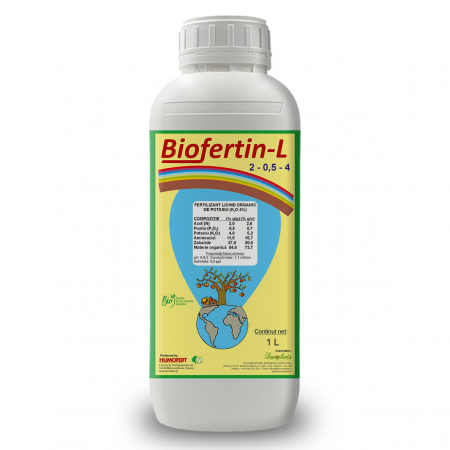 Ingrasaminte organice -  extract aminoacizi - Fertilizant organic pentru sol BIOFERTIN-L 2-0.5-4 - 1 litru, legume, fructe, vita de vie