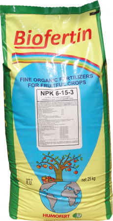 Îngrășământe organice granulare cu eliberare lentă - Îngrășământ organic granular cu eliberare lentă BIOFERTIN 6-15-3 - sac 25 kg