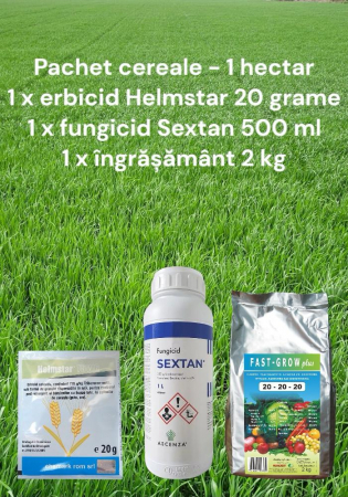 Pachete tehnologice - Pachet cereale - 1 hectar  ( 1 x Helmstar 20 gr + 1xSextan 500 ml + ingrasamant Fast Grow plus 20-20-20 - pungă 2 kg )
