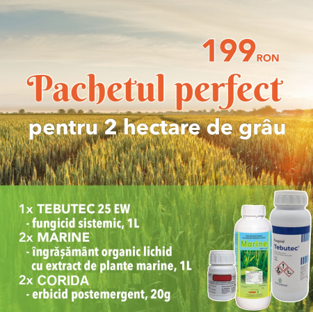 Pachet erbicid grau si orz pentru 2 hectare ( 2 x CORIDA 20 gr + 1 X TEBUTEC 1L + 2x MARINE 1L ) [2]