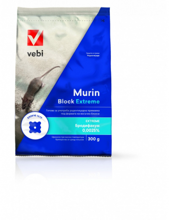 Igiena publica - Raticid Murin Block Extreme - 300 grame, blocuri cerate,Brodifacoum, otrava sobolani si soareci