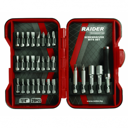 Biti si duze - Set biti si adaptoare pt. surubelnita 29pcs Raider
