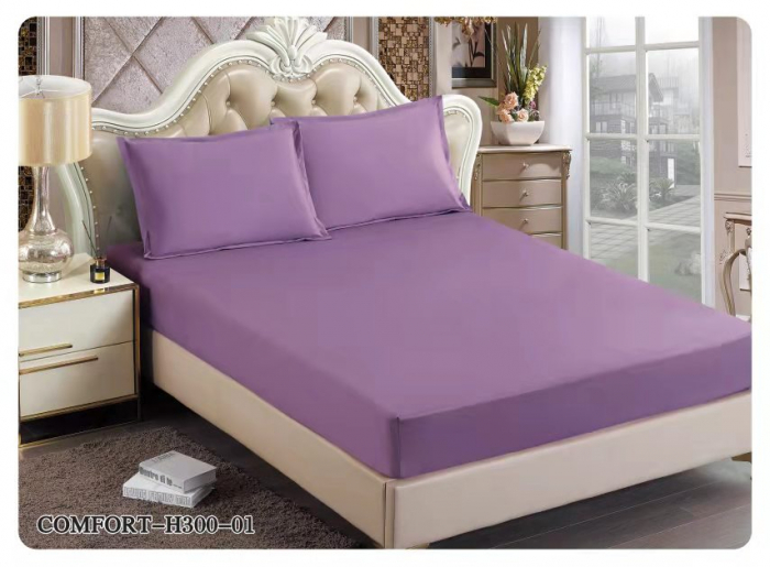 Husa de pat cu elastic din Finet 180x200,cu 2 fete de perna,Mov-H301 [1]