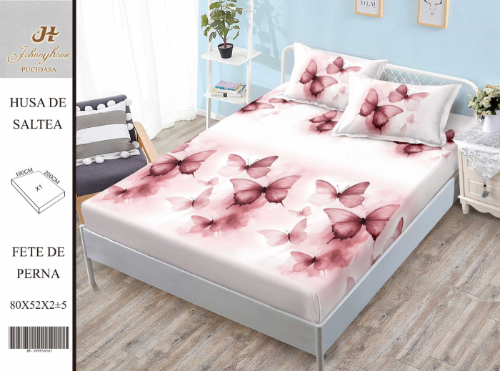 Husa de pat din Finet cu elastic+ 2 fete  de perna 180x200 -HG289 [1]