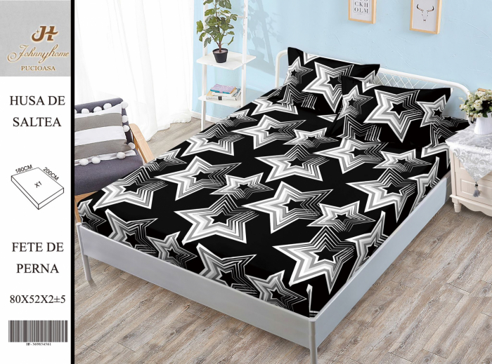 Husa de pat din Finet cu elastic+ 2 fete  de perna 180x200 -HG290 [1]