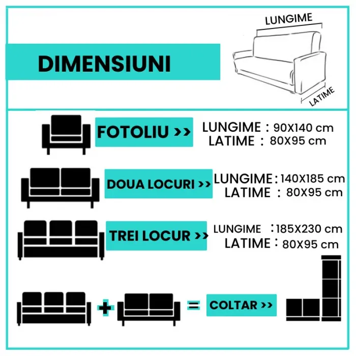 Husa Elastica pentru Canapea 3 Locuri, Gri cu dreptunghiuri-HUS29 [2]