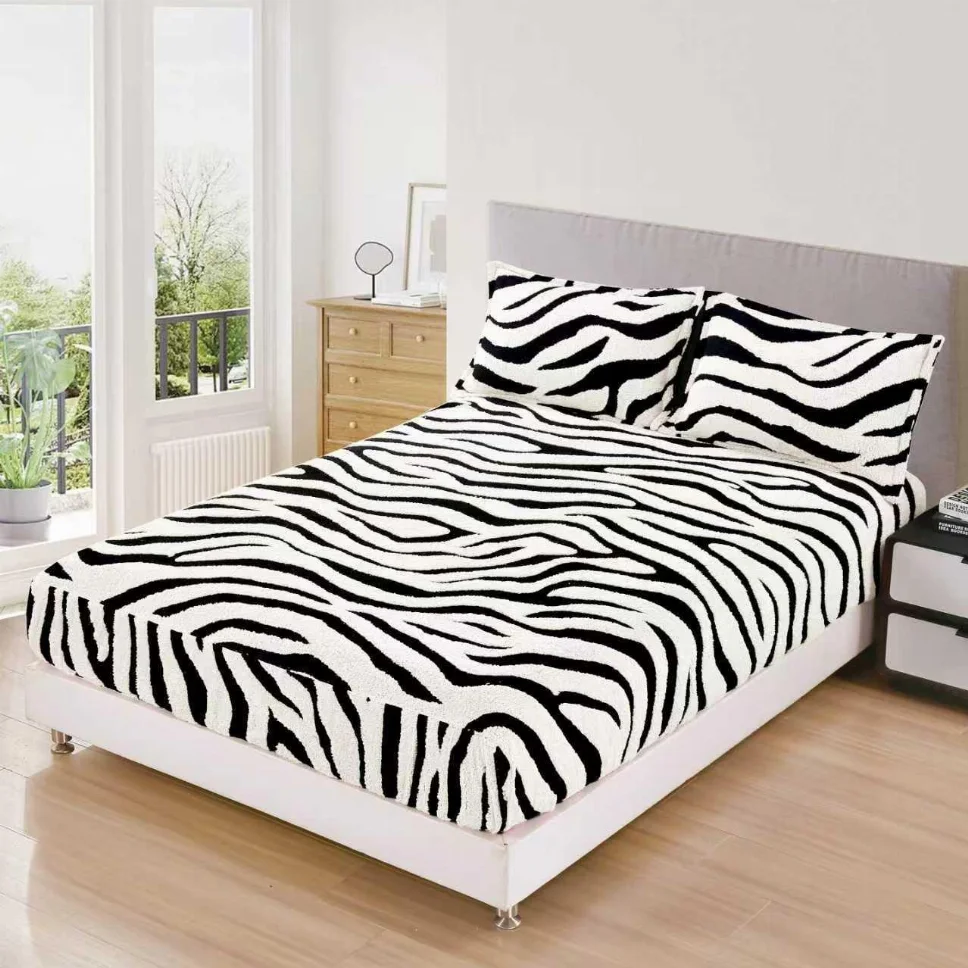 Huse de pat Cocolino 180x200 cm, alb cu dungi negre, model zebra-HJC134 [1]