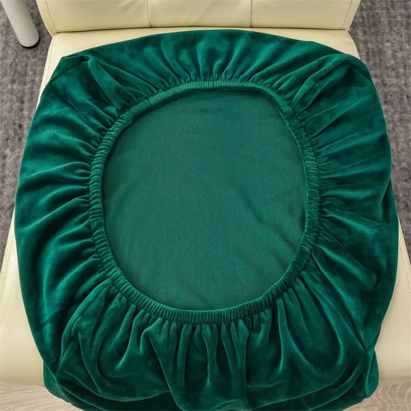 Huse pentru scaun din Catifea cu elastic,Verde Smarald-JHC11 [4]