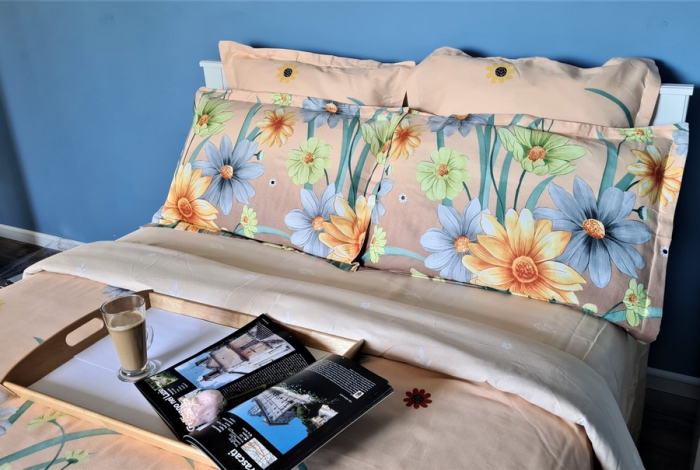 Lenjerie de pat 6 piese finet,Pucioasa,Crem cu floricele de primavara-LP657 [3]