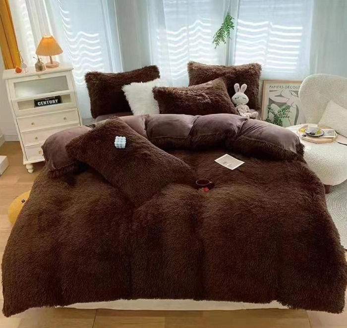 Lenjerie de pat Cocolino 4 piese Fluffy,Super pufoase,Maro-GB13 [1]