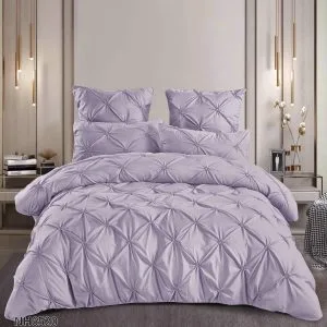 Lenjerie de pat cu Pliuri Elegante din finet,cearceaf cu ELASTIC,Mov-NH6520 [1]