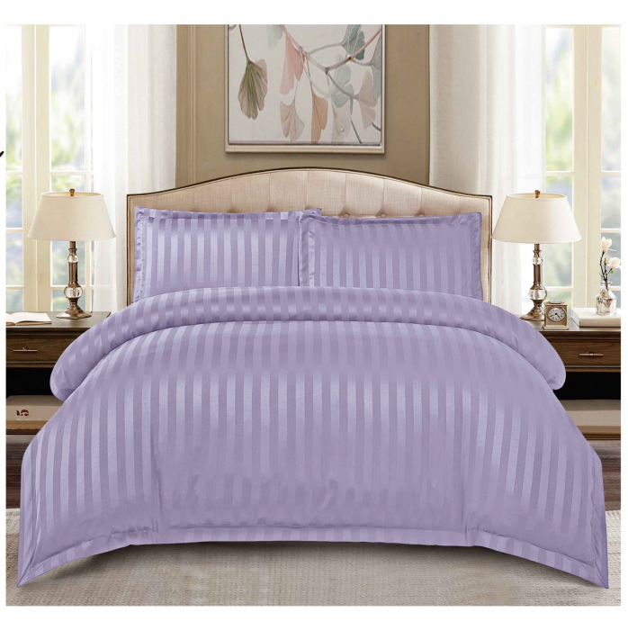 Lenjerie de pat Damasc,4 Piese,Cearceaf cu Elastic,Lila-RP520 [1]
