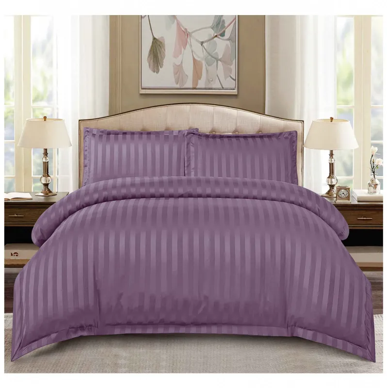 Lenjerie de pat Damasc,4 Piese,Cearceaf cu Elastic,Mov-RP42 [1]