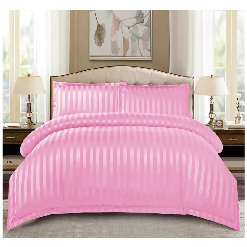 Lenjerie de pat Damasc,4 Piese,Cearceaf cu Elastic,Roz-RP08 [1]