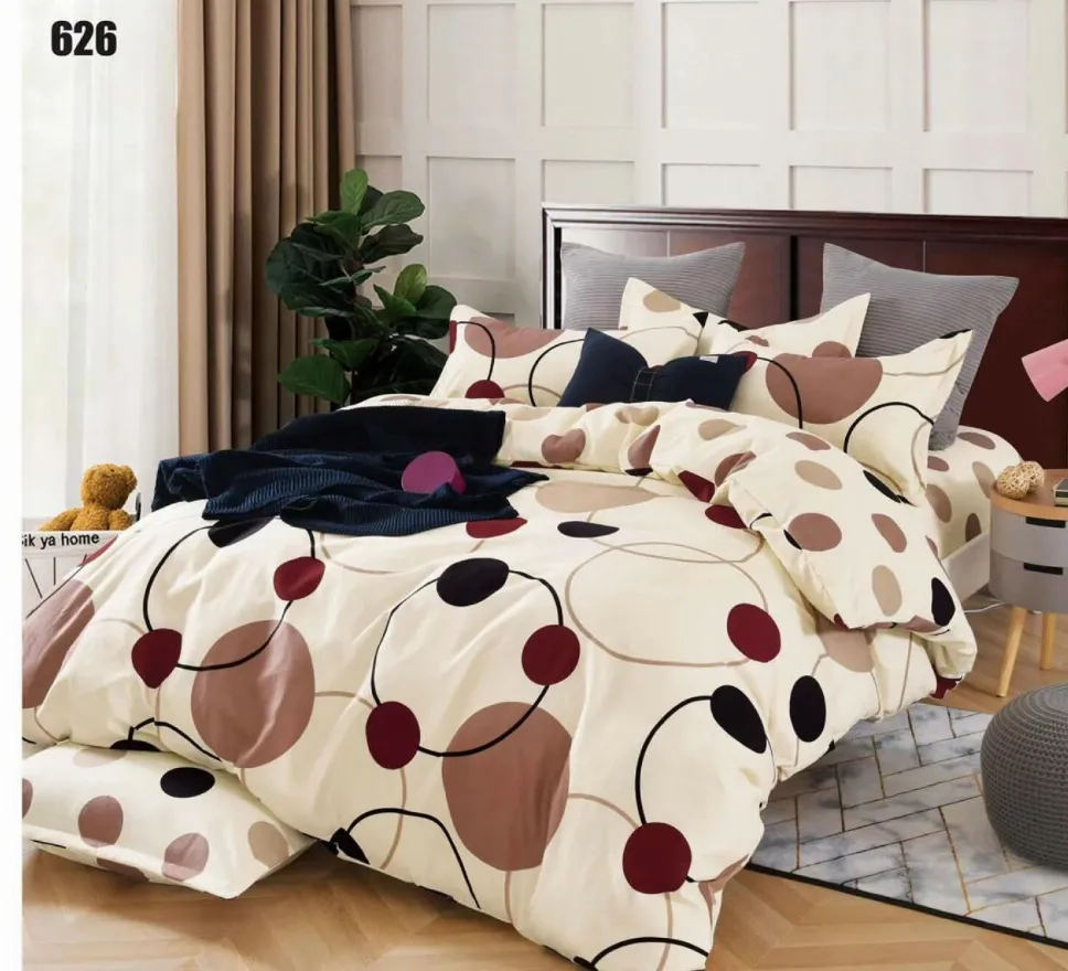 Lenjerie de pat Finet 6 piese, crem cu flori maro delicate-LP1019 [1]