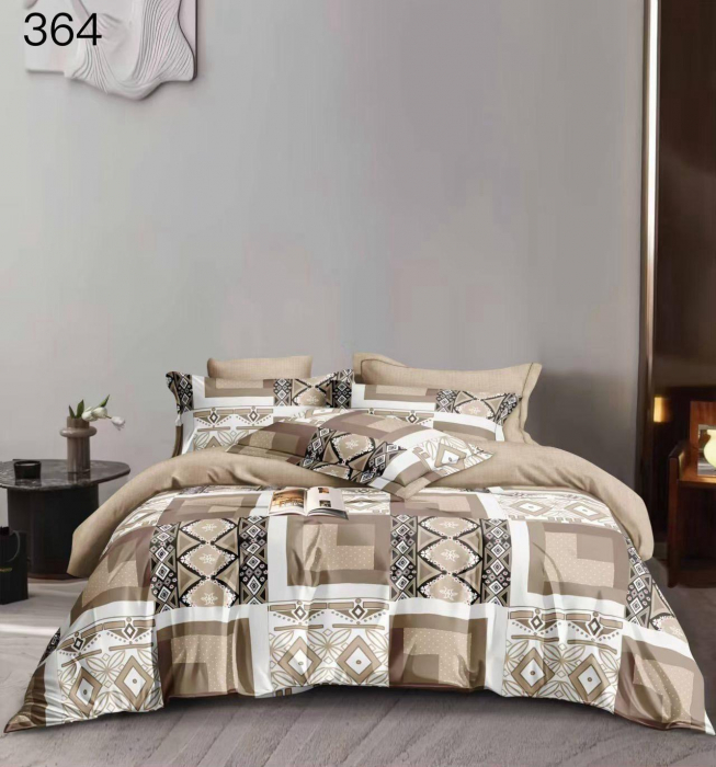Lenjerie de pat Finet 6 piese,Crem cu forme geometrice-LE130 [1]