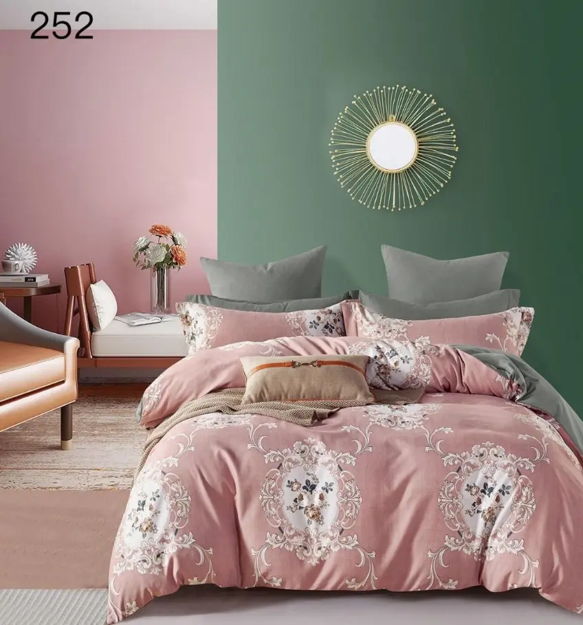 Lenjerie de pat Finet 6 piese,Pat dublu,Roz pal,Imperial-GR252 [1]