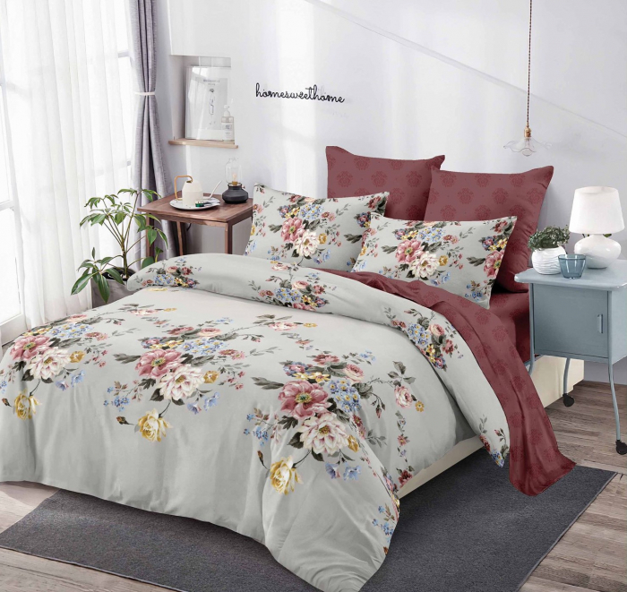 Lenjerie de pat Finet 6 piese Primavara,Maro cu floricele -LC180 [1]