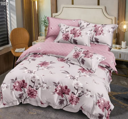 Lenjerie de pat Finet 6 piese,Pucioasa,Gri/Roz cu floricele-LY118 [1]