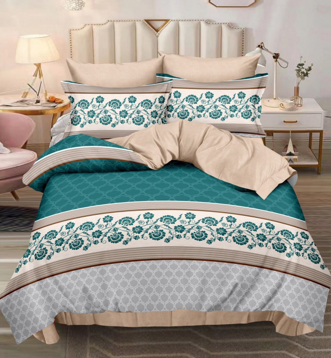 Lenjerie de pat Finet Pucioasa 6 piese,Crem/Verde dungi-R497 [1]
