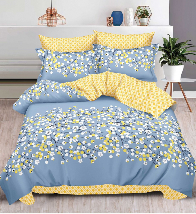Lenjerie de pat Finet Pucioasa 6 piese,Galben cu Floricele-R356 [1]