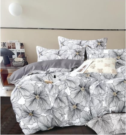 Lenjerie de pat Finet Pucioasa 6 piese ,Gri Imprimeu floral-R561 [1]
