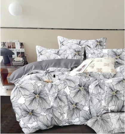 Lenjerie de pat Finet Pucioasa 6 piese ,Gri Imprimeu floral-R561 [1]