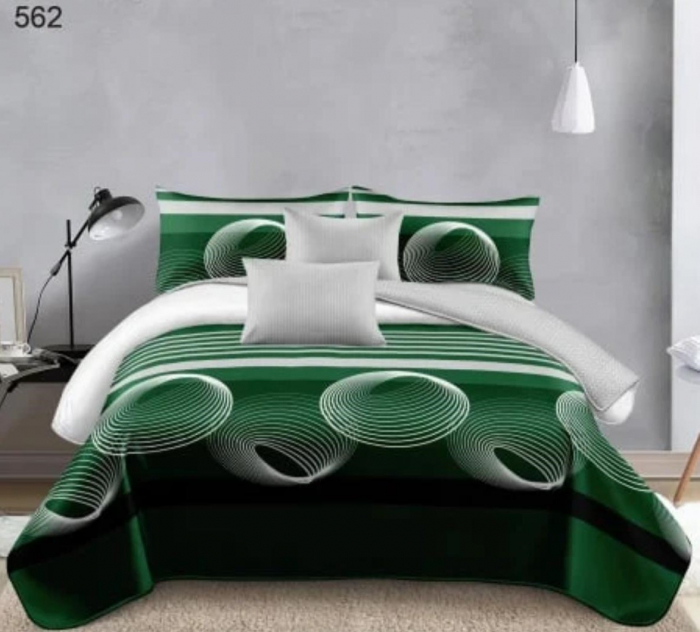 Lenjerie de pat Finet Pucioasa 6 piese,Verde cu buline si linii-LP562 [1]