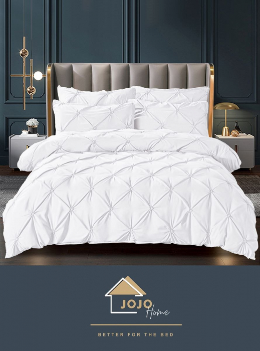 Lenjerie de pat Jojo cu pliuri din finet,Alb-UN7 [1]