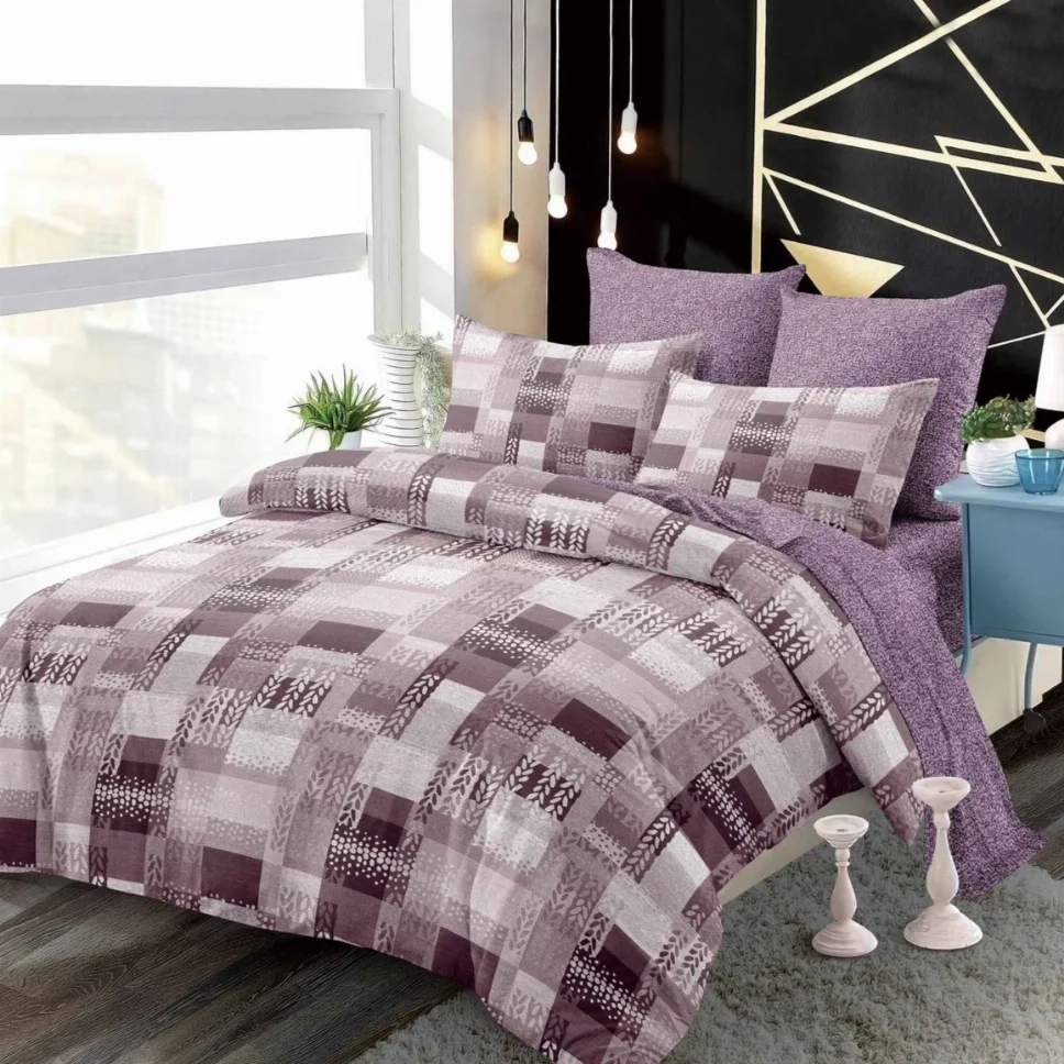 Lenjerii de pat Finet 6 piese cu Elastic, gri cu texturi contrastante-FEL304 [1]