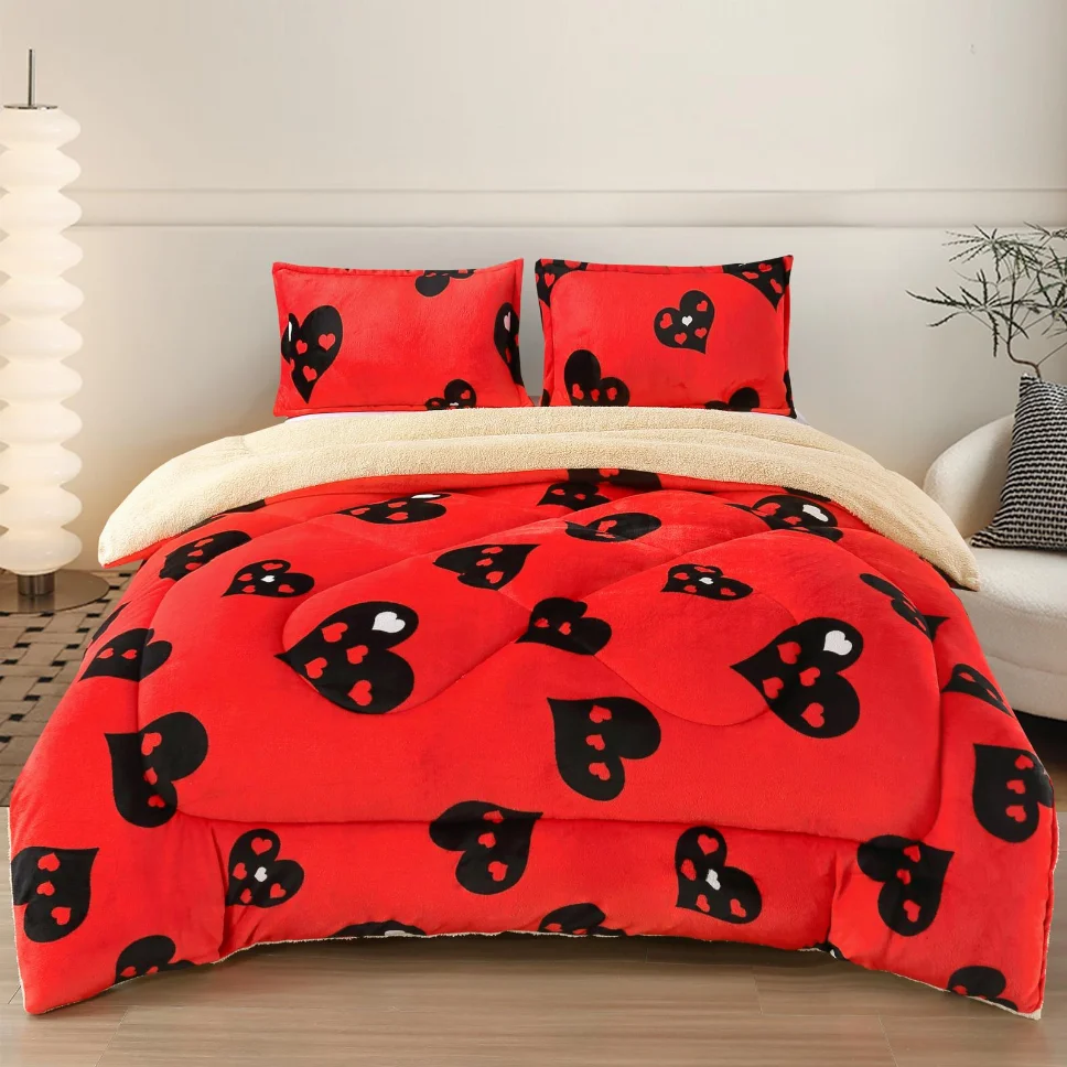 Pilota groasa cocolino cu blanita, roșu cu inimi negre-PCB112 [1]