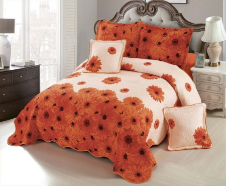 CUVERTURI - Cuvertura matlasata din bumbac 5 piese,Portocaliu,Margarete-ES84