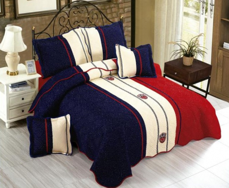CUVERTURI - Cuvertura matlasata din bumbac 5 piese,Rosu/Albastru,Tommy-ES105