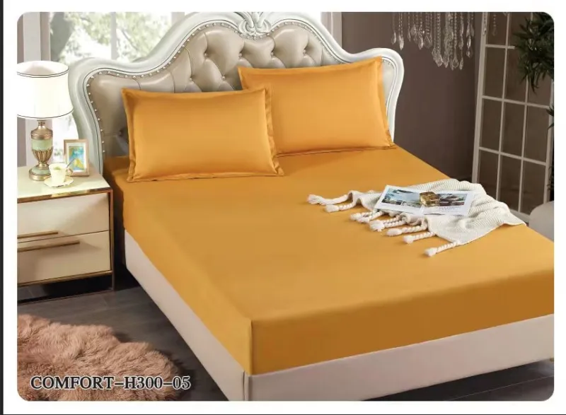 HUSE DE PAT - Husa de pat cu elastic din Finet 180x200,cu 2 fete de perna,Portocaliu-H305