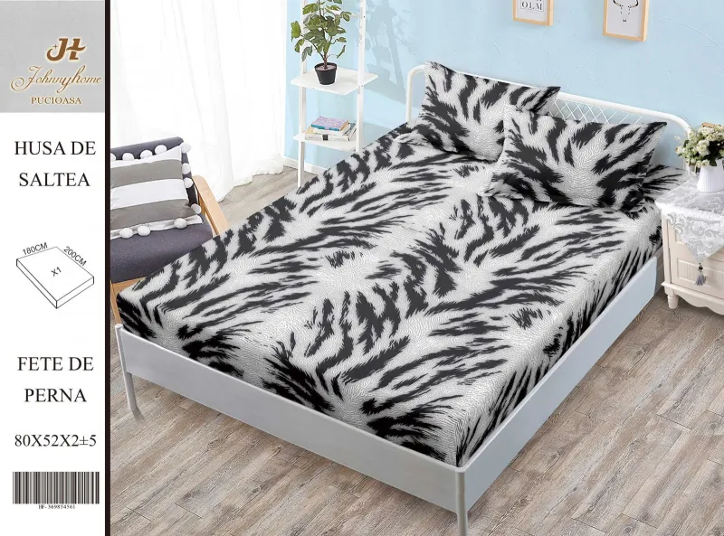 HUSE DE PAT - Husa de pat din Finet cu elastic+ 2 fete  de perna 180x200 -HG282