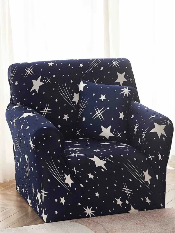 HUSE SCAUNE & CANAPELE - Husa Elastica pentru Fotoliu cu brate,Albastru cu stelute albe-S36