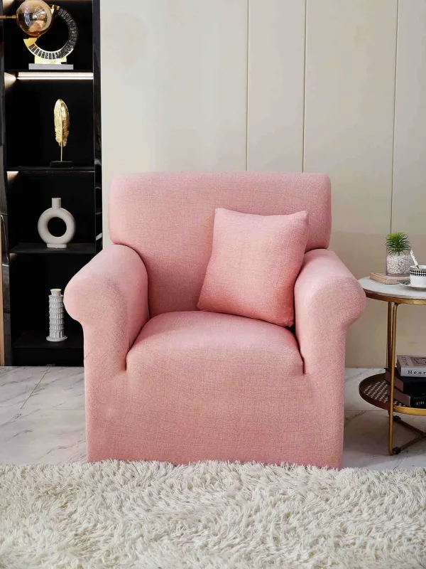 HUSE SCAUNE & CANAPELE - Husa Elastica pentru Fotoliu cu brate,Uni,Roz-S12
