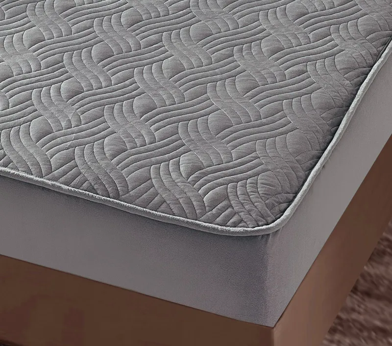 Husa tip Topper cu elastic din catifea 180x200,Gri-TOP1 [1]