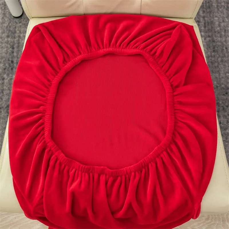 Huse pentru scaun din Catifea cu elastic,Rosu-JHC10 [4]