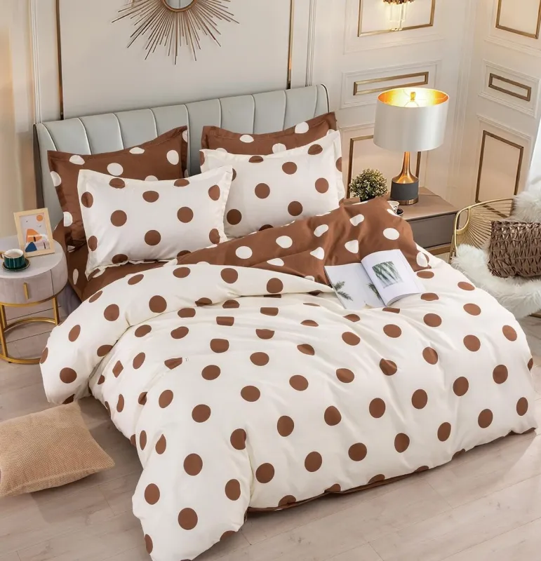 OFERTA 1+1 - Lenjerie de pat,6 Piese, finet,Alb-Maro,Buline-FJ161