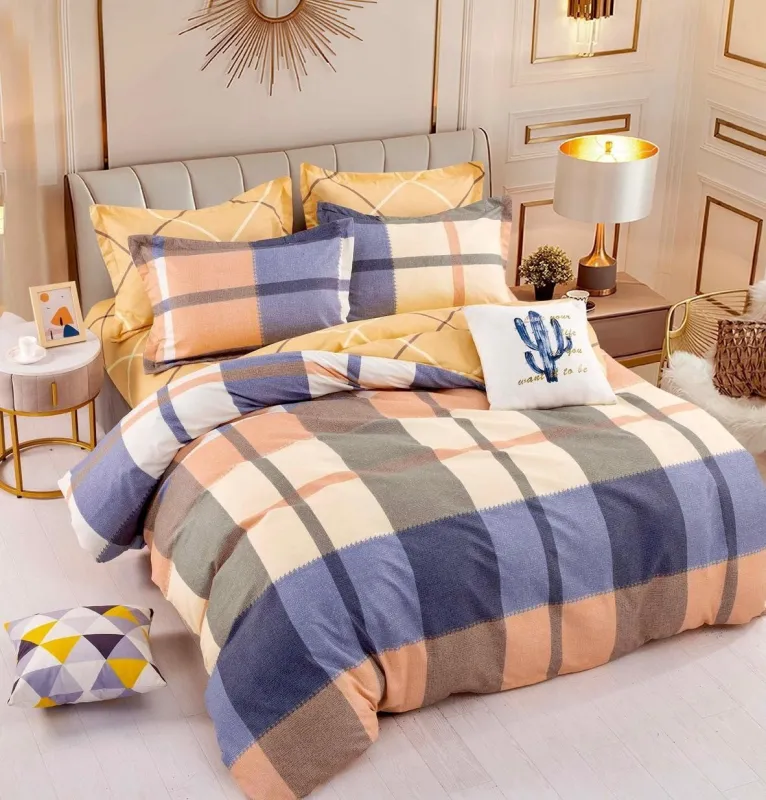 OFERTA 1+1 - Lenjerie de pat,6 Piese, finet,Patratele multicolore-FJ166