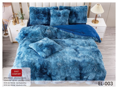 LENJERII DE PAT - Lenjerie de pat Cocolino 4 piese Fluffy,Super pufoase,Albastru degrade-GB10